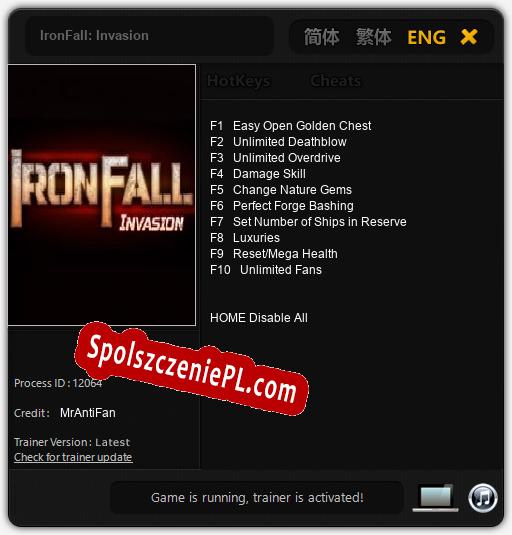 Treinador liberado para IronFall: Invasion [v1.0.5]