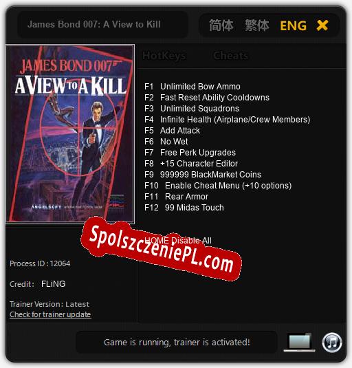 James Bond 007: A View to Kill: Cheats, Trainer +12 [FLiNG]