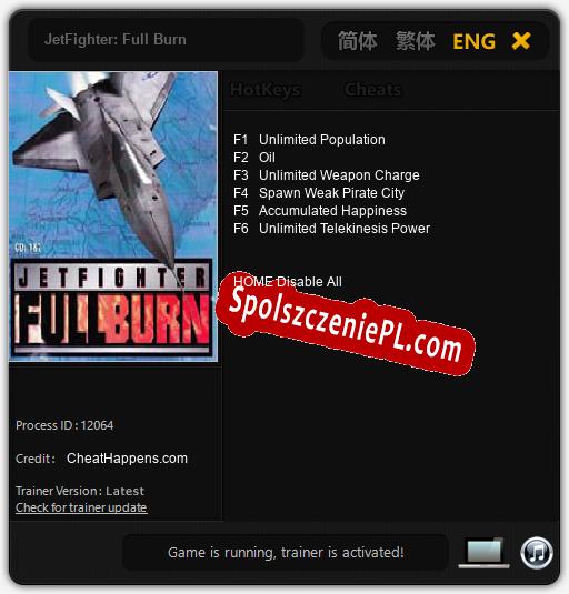 JetFighter: Full Burn: Trainer +6 [v1.3]