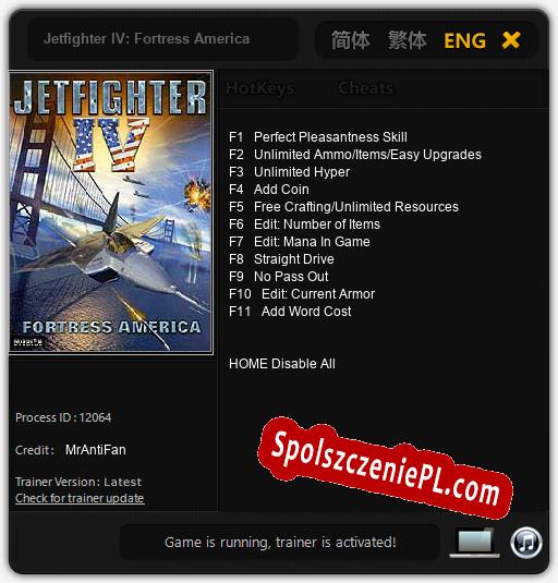 Jetfighter IV: Fortress America: Cheats, Trainer +11 [MrAntiFan]