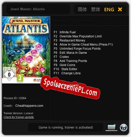 Treinador liberado para Jewel Master: Atlantis [v1.0.2]