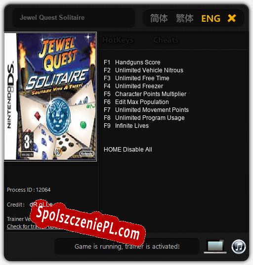 Jewel Quest Solitaire: Trainer +9 [v1.7]