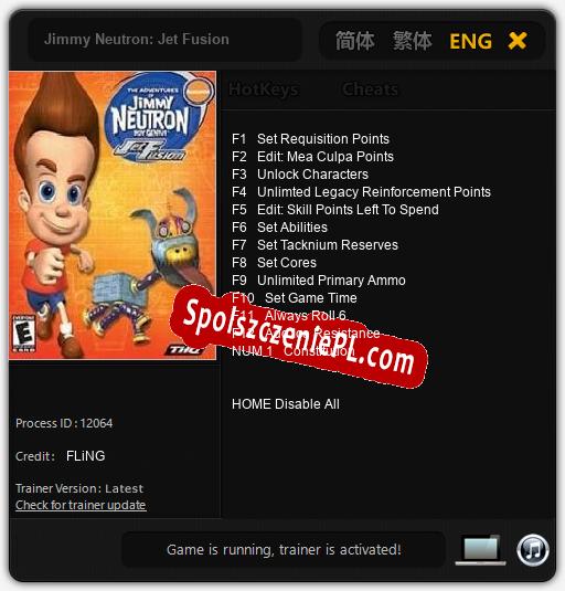 Jimmy Neutron: Jet Fusion: Treinador (V1.0.78)