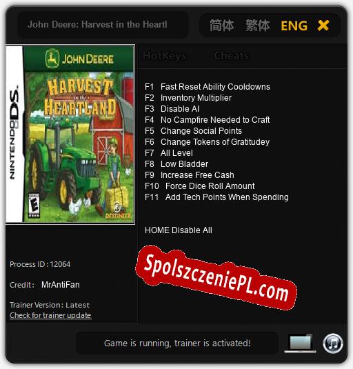 John Deere: Harvest in the Heartland: Trainer +11 [v1.9]