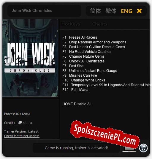 Treinador liberado para John Wick Chronicles [v1.0.6]