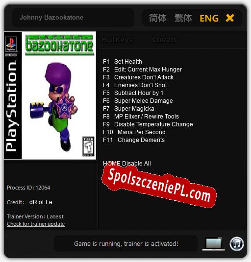 Johnny Bazookatone: Trainer +11 [v1.2]