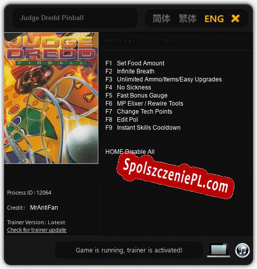 Treinador liberado para Judge Dredd Pinball [v1.0.3]