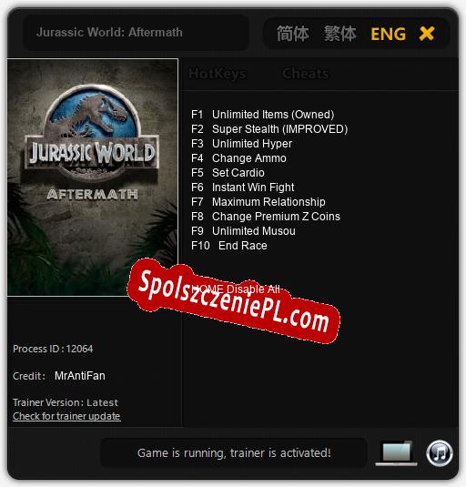 Jurassic World: Aftermath: Cheats, Trainer +10 [MrAntiFan]