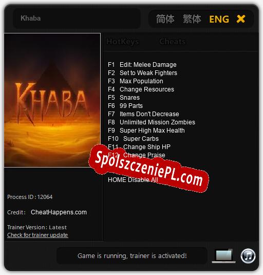 Khaba: Trainer +12 [v1.4]