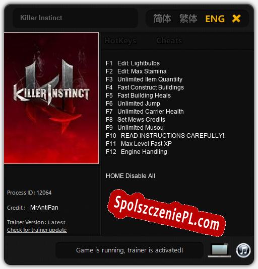 Killer Instinct: Cheats, Trainer +12 [MrAntiFan]