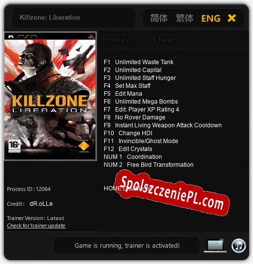 Killzone: Liberation: Cheats, Trainer +14 [dR.oLLe]