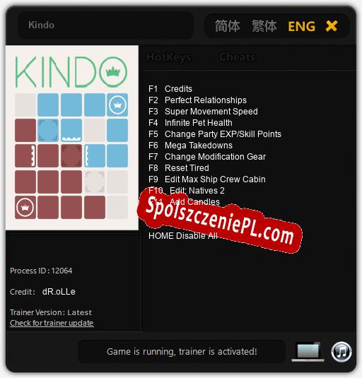 Kindo: Cheats, Trainer +11 [dR.oLLe]