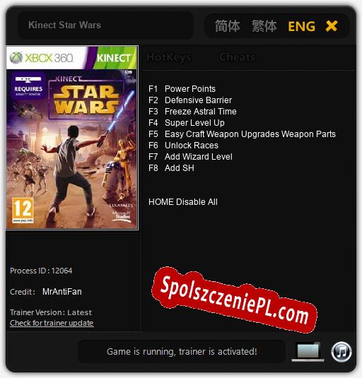 Kinect Star Wars: Cheats, Trainer +8 [MrAntiFan]