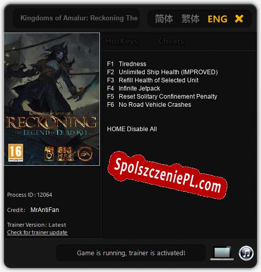 Kingdoms of Amalur: Reckoning The Legend of Dead Kel: Trainer +6 [v1.3]