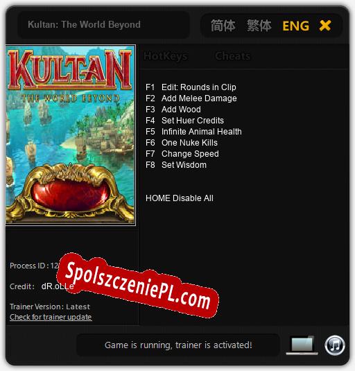 Kultan: The World Beyond: Trainer +8 [v1.3]