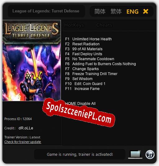 Treinador liberado para League of Legends: Turret Defense [v1.0.9]