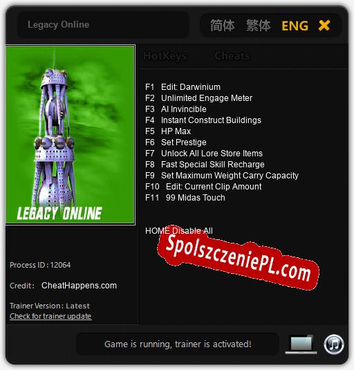 Legacy Online: Trainer +11 [v1.7]