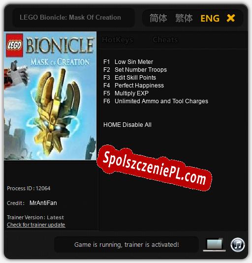 LEGO Bionicle: Mask Of Creation: Cheats, Trainer +6 [MrAntiFan]