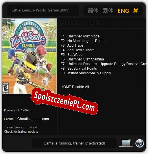 Little League World Series 2009: Baseball: Trainer +9 [v1.5]