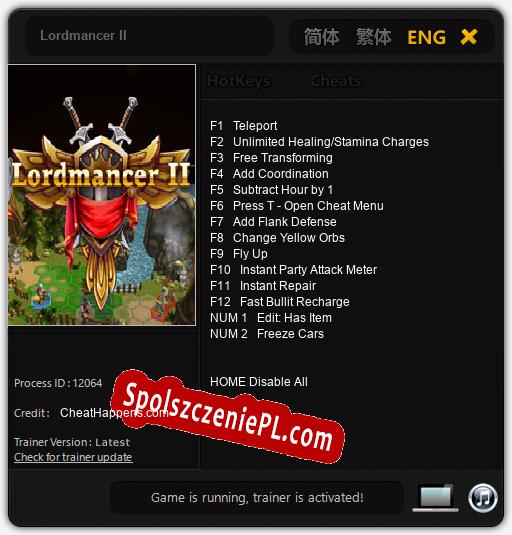 Lordmancer II: Treinador (V1.0.75)