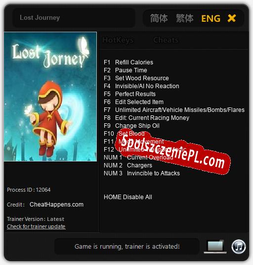 Treinador liberado para Lost Journey [v1.0.1]