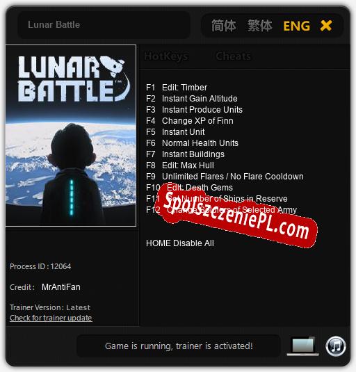 Lunar Battle: Cheats, Trainer +12 [MrAntiFan]