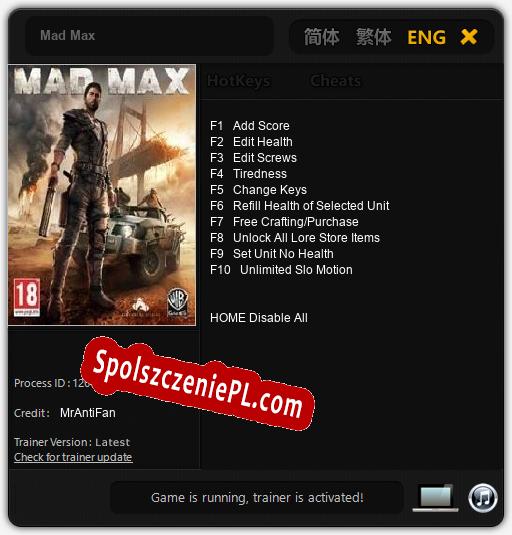 Mad Max: Trainer +10 [v1.7]