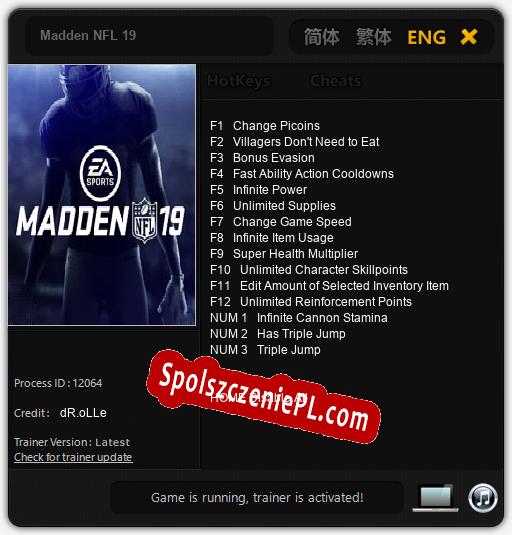 Madden NFL 19: Trainer +15 [v1.1]