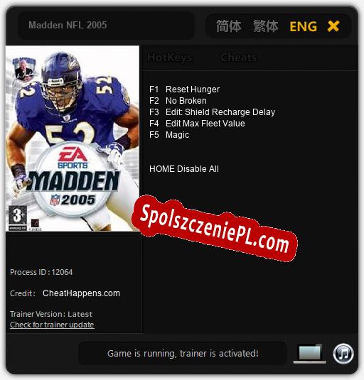 Madden NFL 2005: Cheats, Trainer +5 [CheatHappens.com]