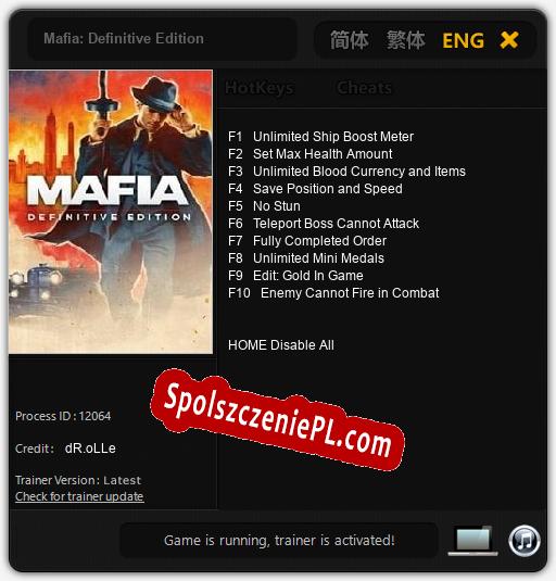 Mafia: Definitive Edition: Trainer +10 [v1.8]