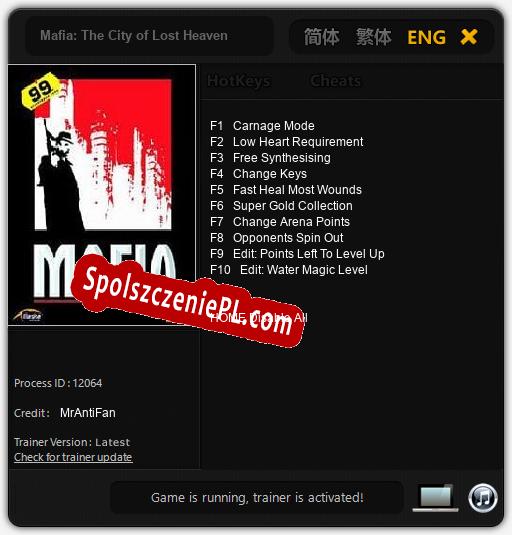 Mafia: The City of Lost Heaven: Cheats, Trainer +10 [MrAntiFan]