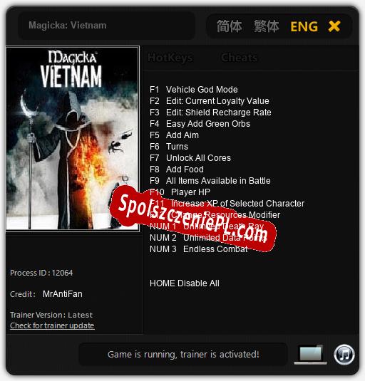 Treinador liberado para Magicka: Vietnam [v1.0.8]