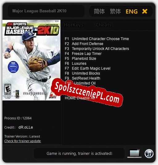 Major League Baseball 2K10: Trainer +10 [v1.8]