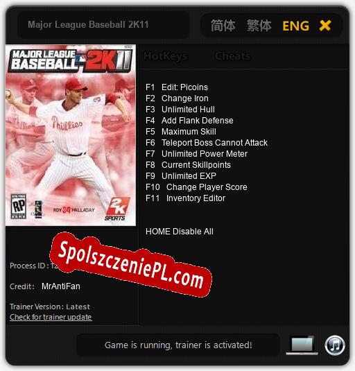 Major League Baseball 2K11: Trainer +11 [v1.1]