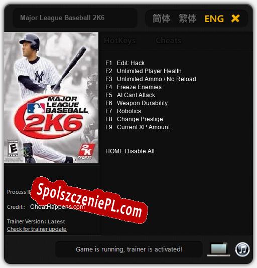 Treinador liberado para Major League Baseball 2K6 [v1.0.8]