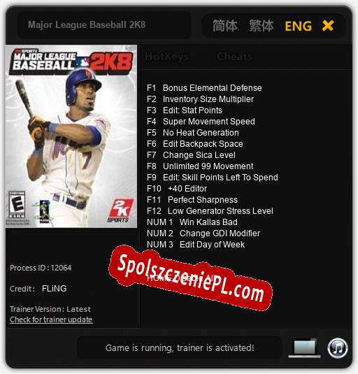 Major League Baseball 2K8: Cheats, Trainer +15 [FLiNG]