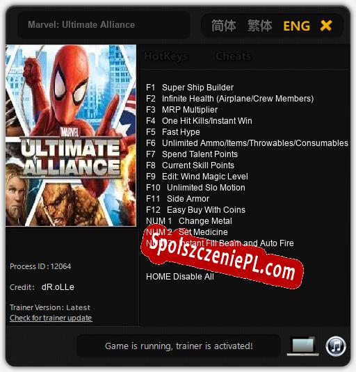 Marvel: Ultimate Alliance: Treinador (V1.0.73)