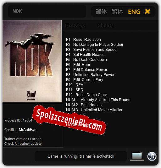 MDK: Cheats, Trainer +15 [MrAntiFan]