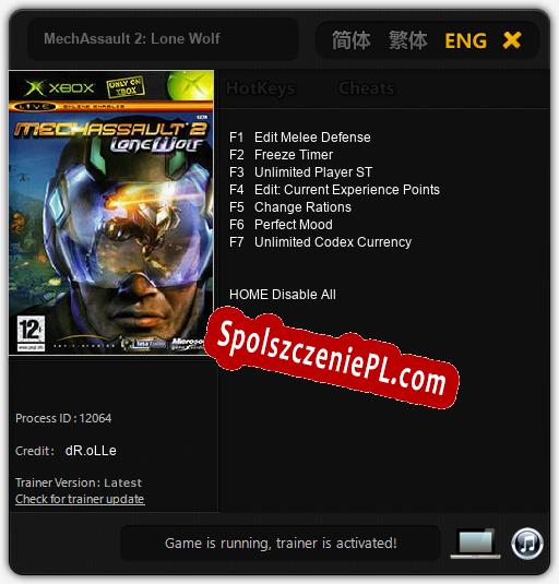 Treinador liberado para MechAssault 2: Lone Wolf [v1.0.5]