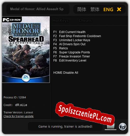 Medal of Honor: Allied Assault Spearhead: Cheats, Trainer +8 [dR.oLLe]