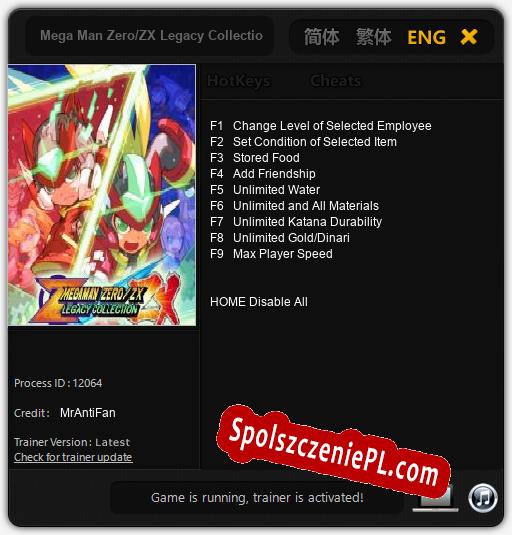 Mega Man Zero/ZX Legacy Collection: Treinador (V1.0.17)