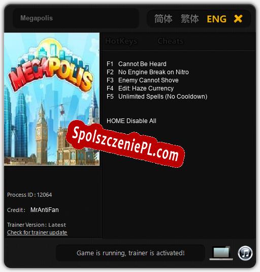 Megapolis: Treinador (V1.0.16)