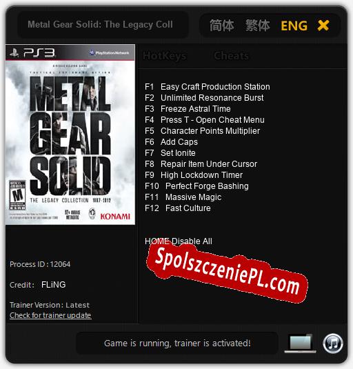 Metal Gear Solid: The Legacy Collection: Cheats, Trainer +12 [FLiNG]