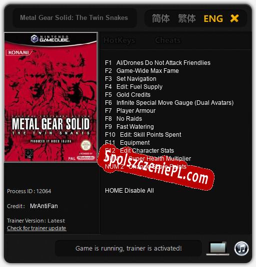 Metal Gear Solid: The Twin Snakes: Treinador (V1.0.60)