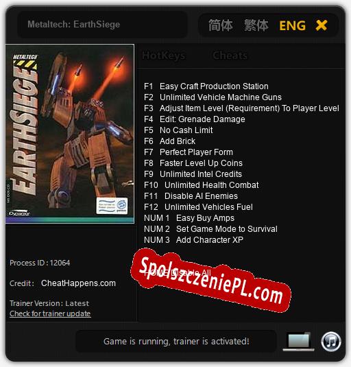 Metaltech: EarthSiege: Cheats, Trainer +15 [CheatHappens.com]