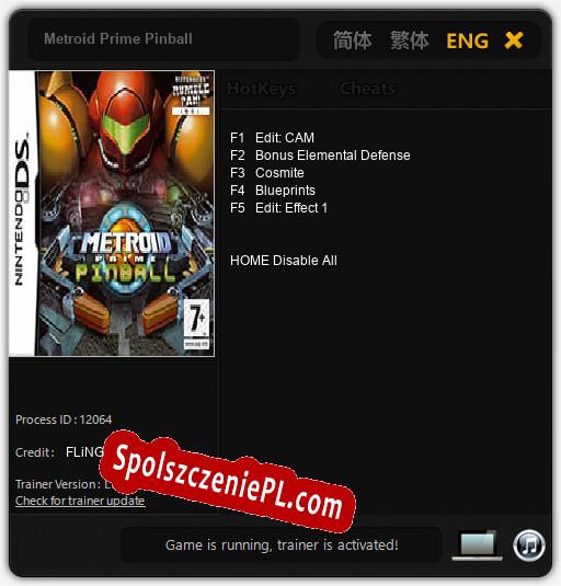 Metroid Prime Pinball: Treinador (V1.0.32)