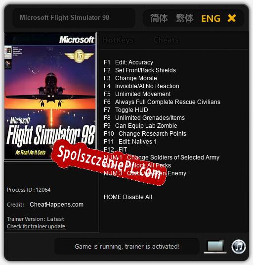 Microsoft Flight Simulator 98: Trainer +15 [v1.2]