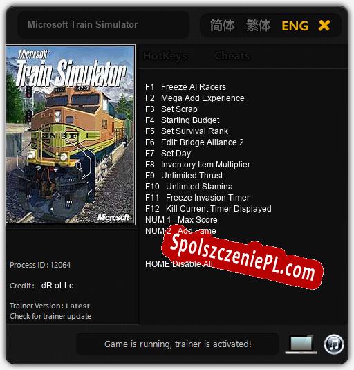 Treinador liberado para Microsoft Train Simulator [v1.0.5]