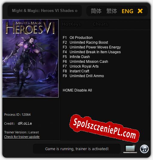 Treinador liberado para Might & Magic: Heroes VI Shades of Darkness [v1.0.2]