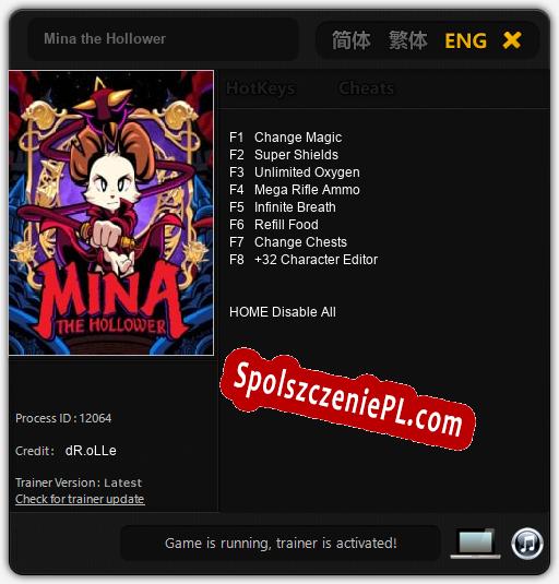 Treinador liberado para Mina the Hollower [v1.0.3]